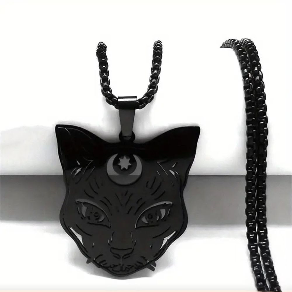 Black Cat Pendant Necklace
